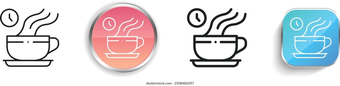 coffee time icon. Thin Linear, Regular and Button Style Design Isolated On White Background