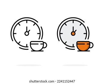 Coffee time icon vector, cup clock symbols for button logo banner app web - Vector