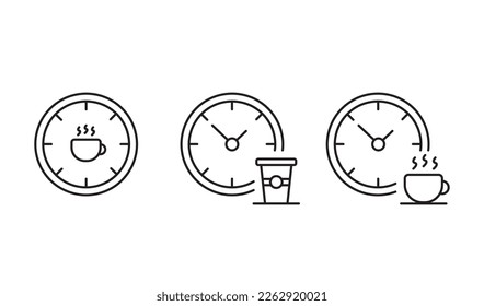 Coffee time icon vector, cup clock symbols Coffee Break for button logo banner app web - Vector