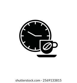 Coffee time icon Vector flat thin line illustration
