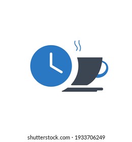 Coffee time icon. coffee with time, coffee with the watch, tea time, tea with time, tea with the watch icon.