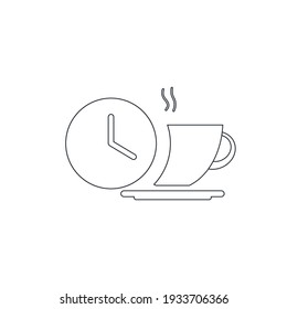 Icono de hora del café. café con tiempo, café con reloj, té con tiempo, té con el icono del reloj.