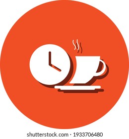 Coffee time icon. coffee with time, coffee with the watch, tea time, tea with time, tea with the watch icon.