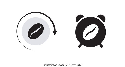 Coffee time icons. Badges and labels. Clock icons with coffee. Vector scalable graphics