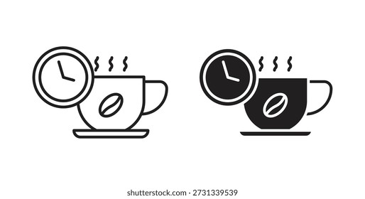 Coffee time icons. Outline icons vector collection. flat illustrations