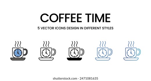 Coffee Time Icons Vektorgrafik Set Stock Illustration.