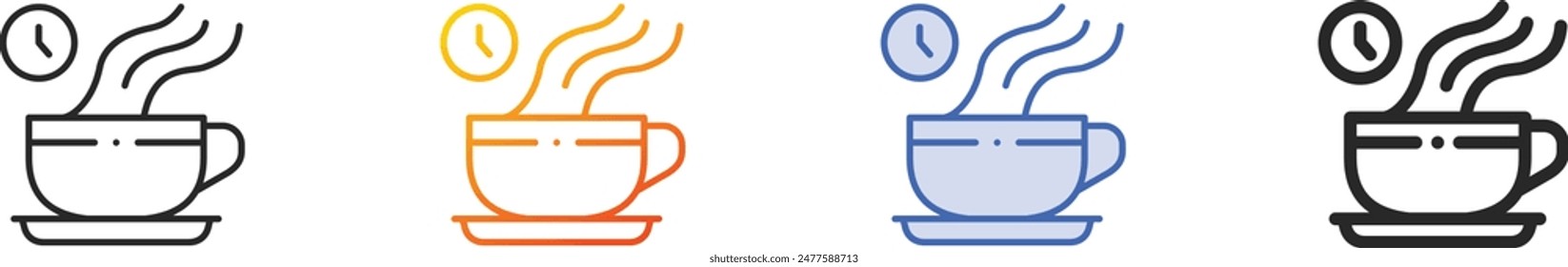coffee time icon.Thin Linear, Gradient, Blue Stroke and bold Style Design Isolated On White Background