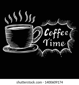 coffee time, illustration black and black