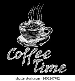 coffee time, illustration black and black