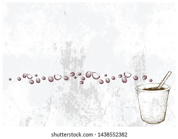 Coffee Time, Illustration Hand Drawn Sketch of Takeaway Coffee in A Disposable Cup.