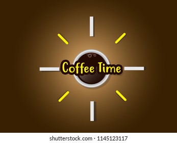 coffee time illustration vector with clock symbol