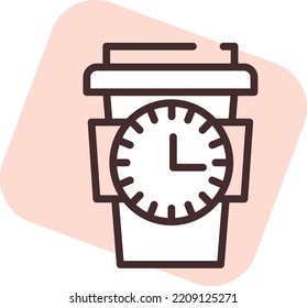 Coffee time, illustration, vector on white background.