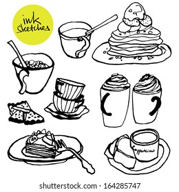 Coffee time ink illustrations 