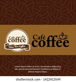 coffee time label with brown colour background vector illustration