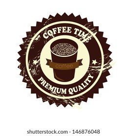 coffee time label over white background vector illustration 