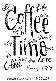 Coffee Time Letter Freehand Vector