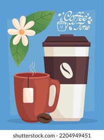 Kaffeezeitschrift mit Krug und Kanne