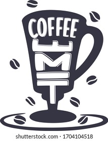 Coffee time lettering on cup shape big set. Modern calligraphy style quote. Hand made typography for cafe advertising prints posters t-shirt design. Vector vintage illustration.