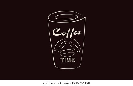 Coffee time. Lettering on cup shape. Modern calligraphy style quote