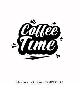 coffee time lettering sticker design vector. t-shirt and mug print design