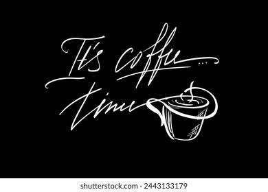 Es hora del café. Ilustración vectorial de letras para póster, tarjeta, banner para café. Diseño gráfico estilo de vida letras. Elementos de diseño de letras escritas a mano para decoración de cafés y publicidad de tiendas.