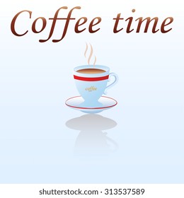 Coffee time. Logo design with text template. Vector illustration