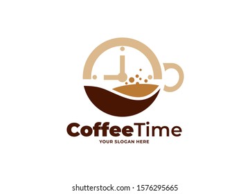 coffee time logo design vector template