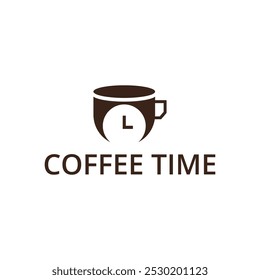 Coffee Time logo design. Coffee time vector logo design. Cup and Clock logo design. 