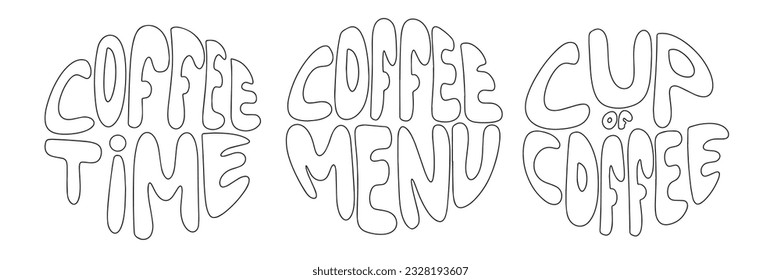 Coffee time Coffee menu cup of coffee phrase. Hand drawn illustration. Modern brush calligraphy. Isolated on white background. Doodle style