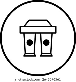 Coffee time: Minimalist icon of two disposable cups for cafe or restaurant branding
