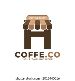 Coffee Time. Modern Initial Letter H Coffee Shop Logo Vector Illustration