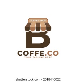 Coffee Time. Modern Initial Letter B Coffee Shop Logo Vector Illustration
