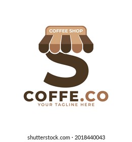 Coffee Time. Modern Initial Letter S Coffee Shop Logo Vector Illustration