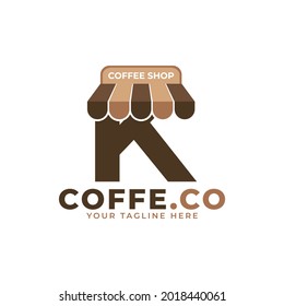 Coffee Time. Modern Initial Letter K Coffee Shop Logo Vector Illustration