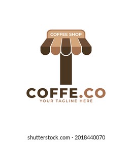 Coffee Time. Modern Initial Letter T Coffee Shop Logo Vector Illustration