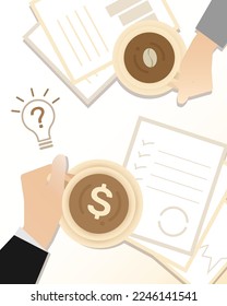 Coffee time, Money, Business meeting vector