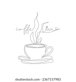 Coffee Time with Mug One Line Art