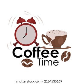 Coffee Time, Time Off Time Icon Vector For Coffee Logo