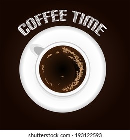 Coffee Time on Brown Background