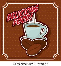 Coffee time oncept represented by coffee mug and coffee bean icon. Property of colorfull illustration