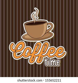 coffee time over lineal background vector illustration  