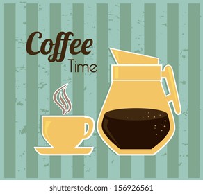 coffee time over lineal background vector illustration 