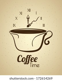 coffee time over lineal background vector illustration 