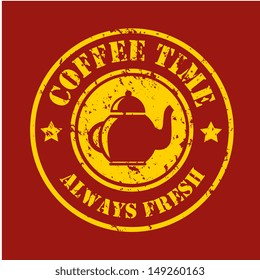 coffee time over red background vector illustration 