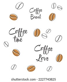 Coffee time poster. Graphic element for website. Stickers for social media and messengers. Hot and tasty drink. Symbol of morning rituals and cheerfulness, traditions. Cartoon flat vector illustration