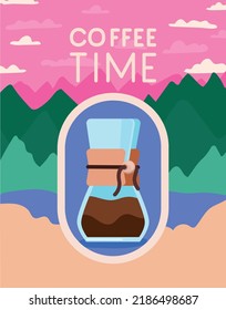 coffee time poster with landscape