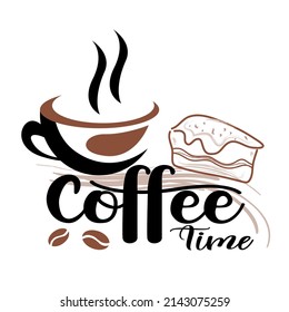 Coffee time quote. Conceptual quote about the pleasure of drinking coffee