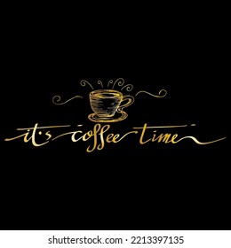 It's Coffee time, quotes doodle