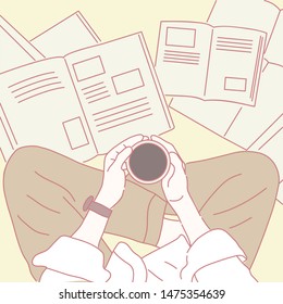Coffee time with reading books