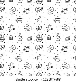Coffee time. Scandinavian seamless pattern. Vector